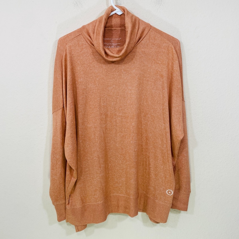 Sunday Citizen‎ Size S Oversized Relaxed Turtleneck Sweater Orange Lightweight
